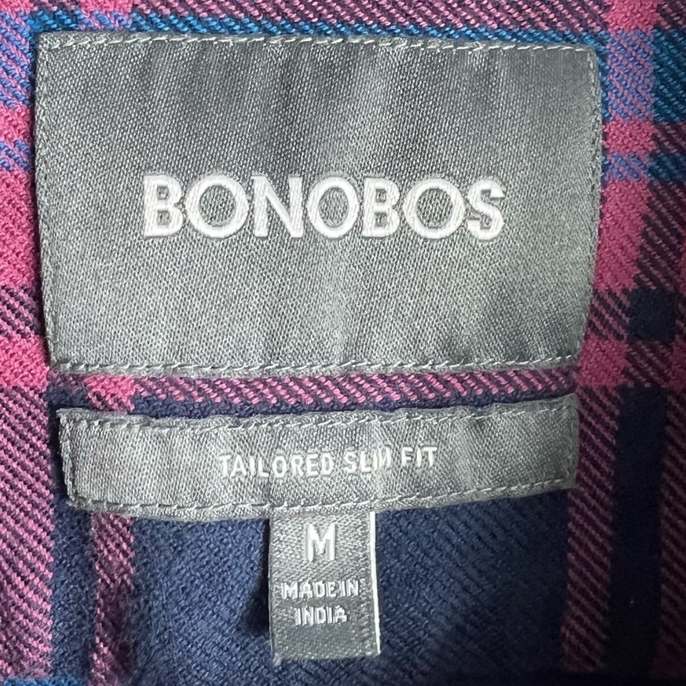 BONOBOS Women’s Tailored Flannel Button Up Ling Sleeve Shirt blue & pink - Picture 3 of 6
